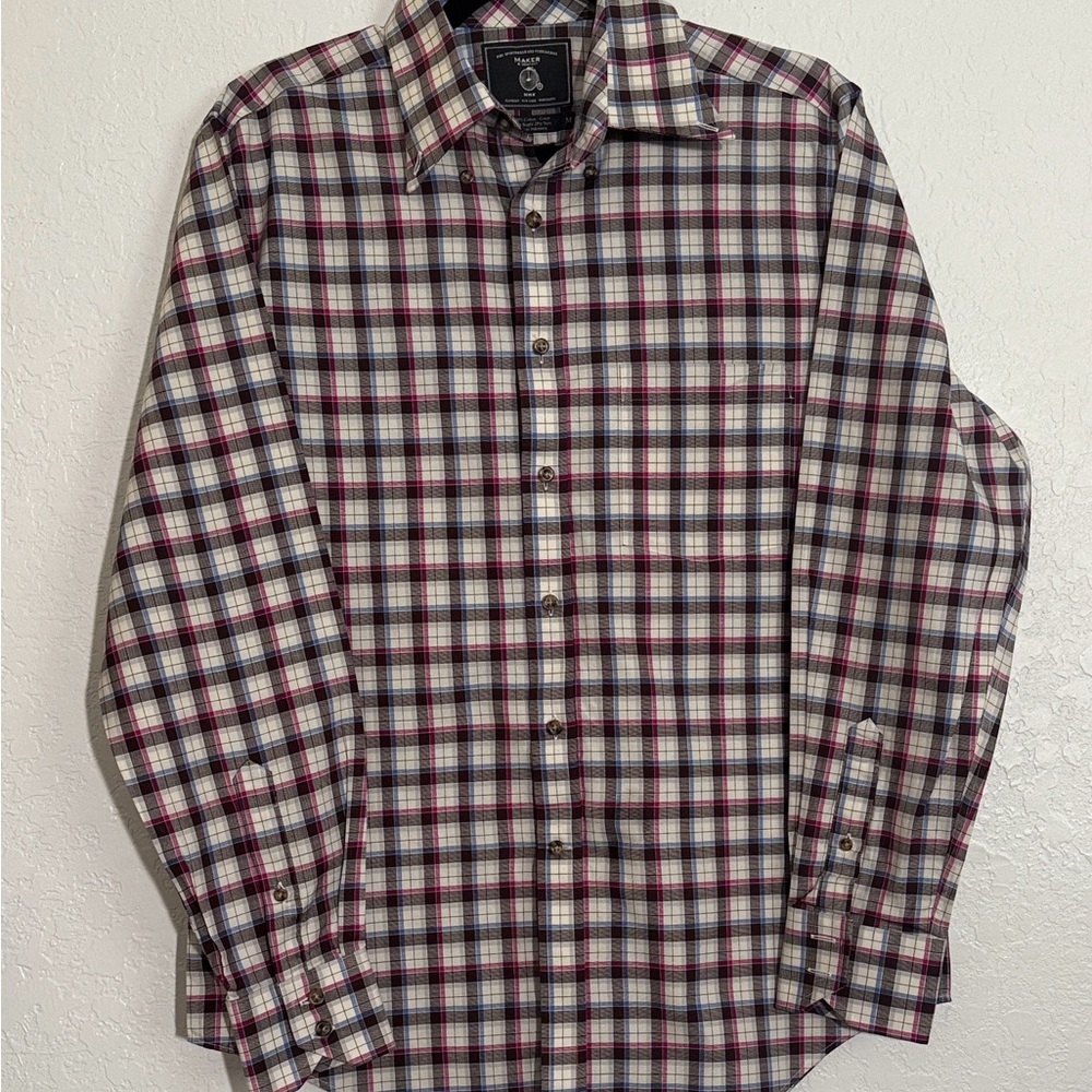 Van Heusen Men's Checkered Shirt - Burgundy, Black, White